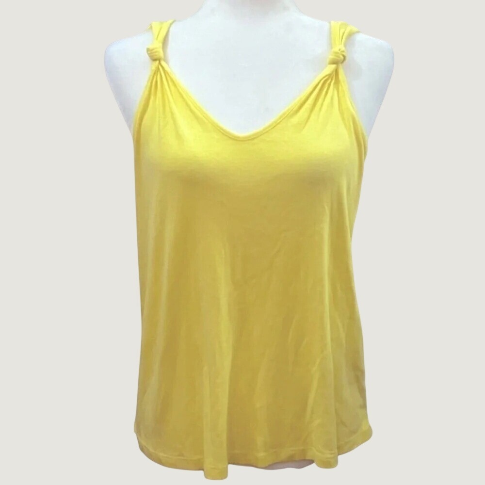 Caslon Womens Yellow Knotted Strap V Neck Tank Top Small Relaxed Fit New